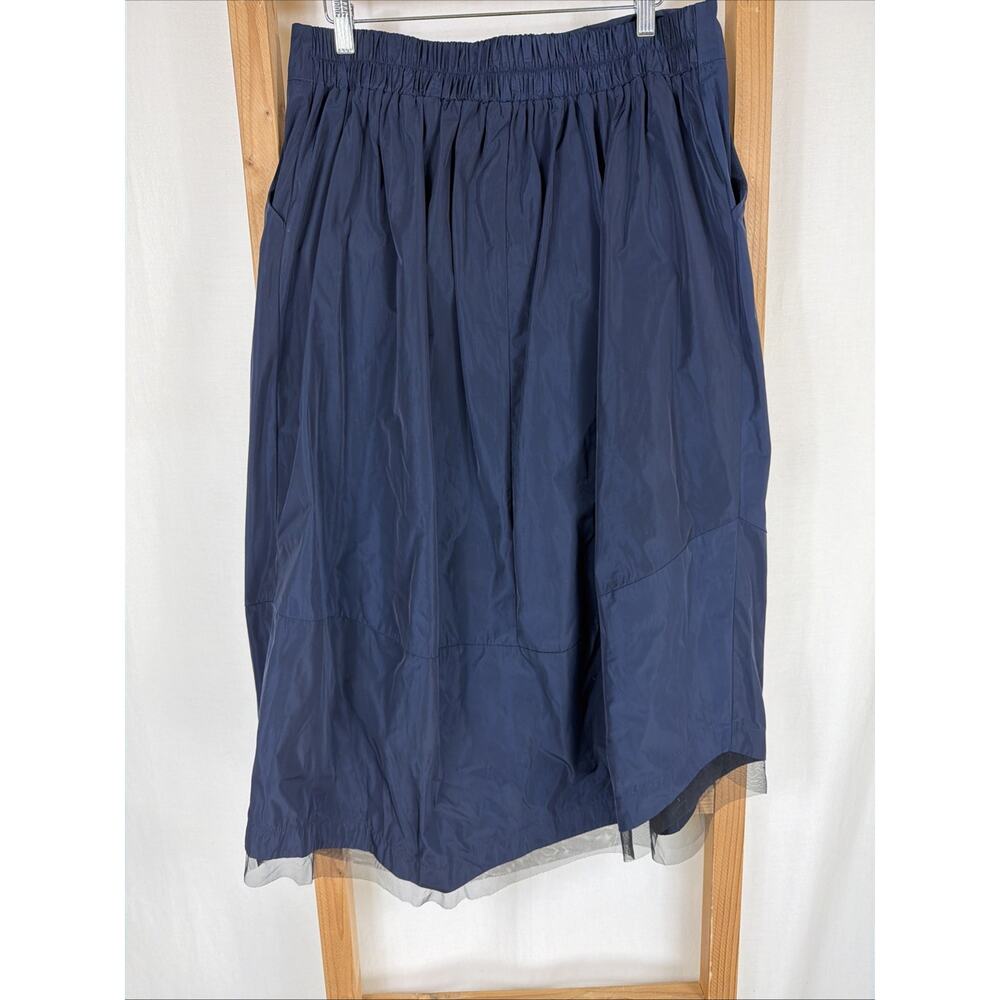 Sun Kim Comfy USA Mess Hem Navy Bubble Asymmetrical Skirt #1359 Size XL